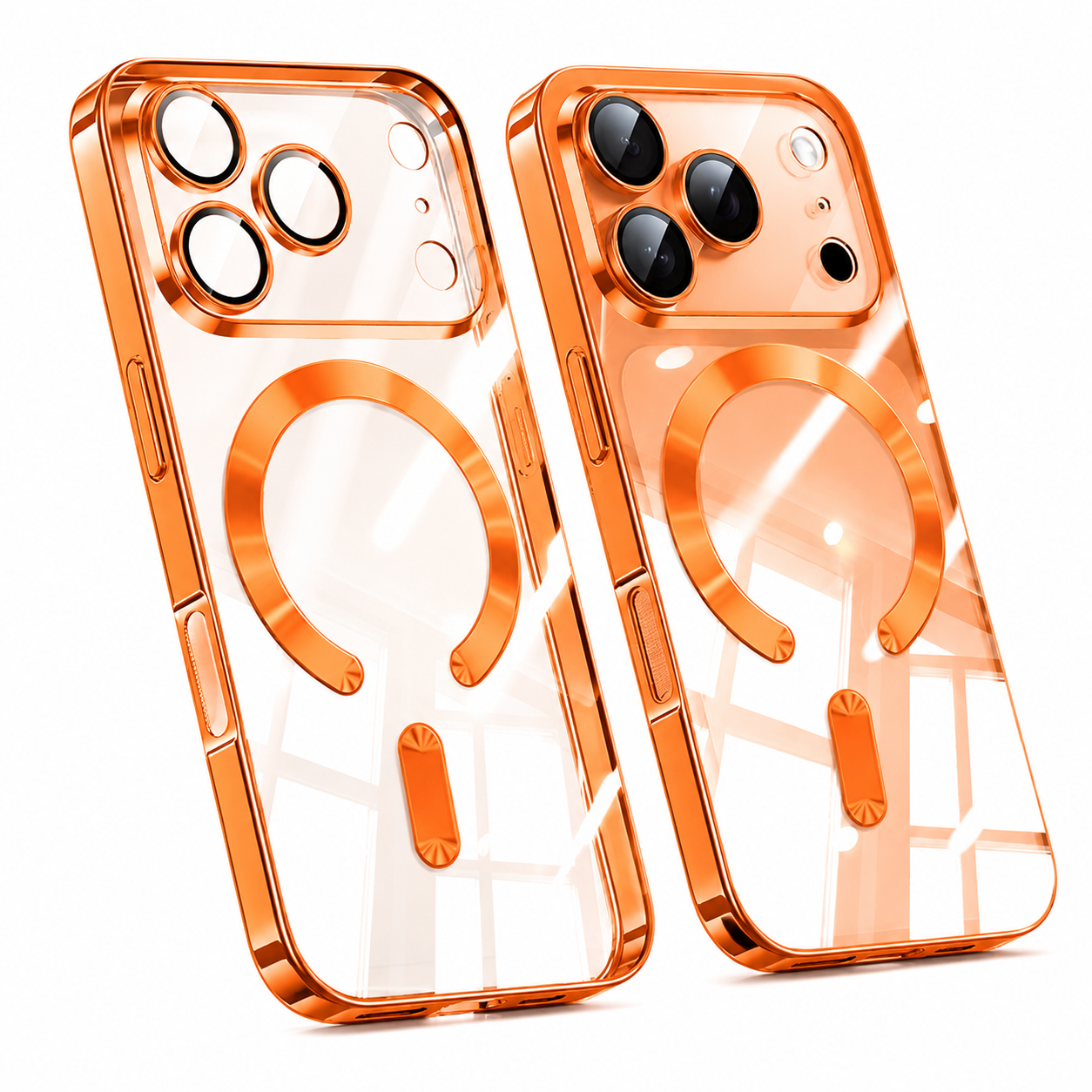 Premium iPhone Case MagSafe Compatible Magnetic Clear Protective Cover Shockproof Soft TPU Camera Lens Protection Slim Plated Full Coverage