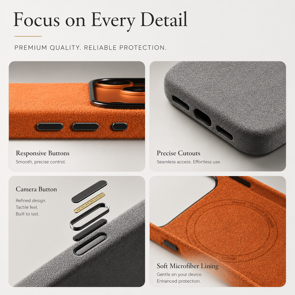 Premium iPhone Case MagSafe Compatible Magnetic Leather Protective Cover Camera Lens Protection Anti Fingerprint Washable Full Coverage Slim Design