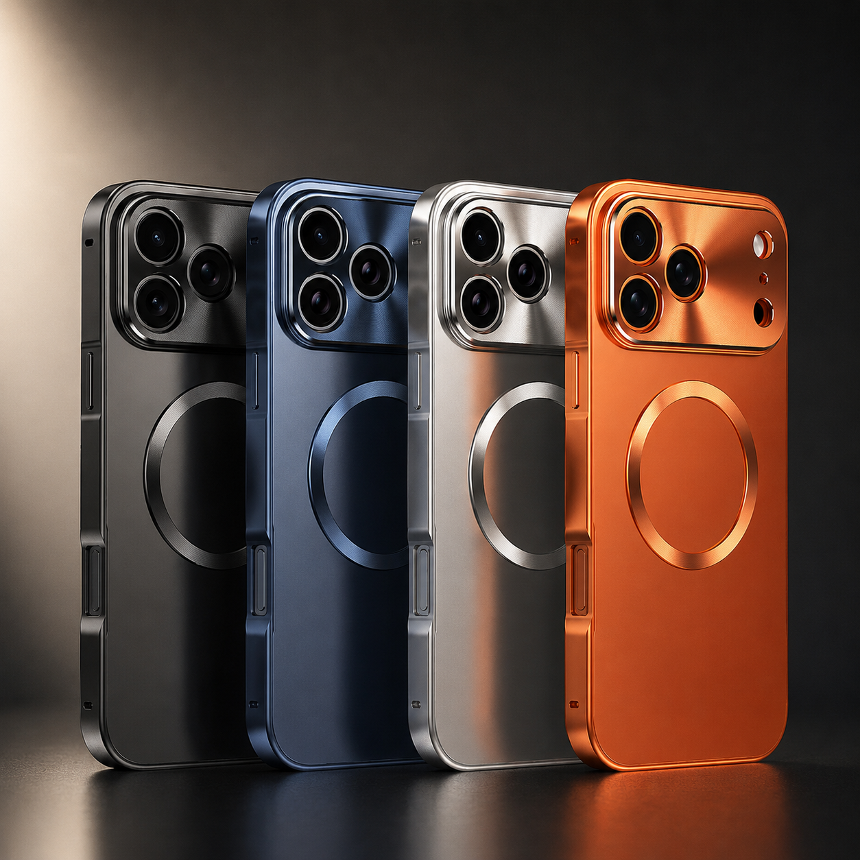 Premium iPhone Case MagSafe Compatible Magnetic Shockproof Protective Cover Camera Lens Protection Ultra Thin Aluminum Frame Frosted Matte Back Full Coverage
