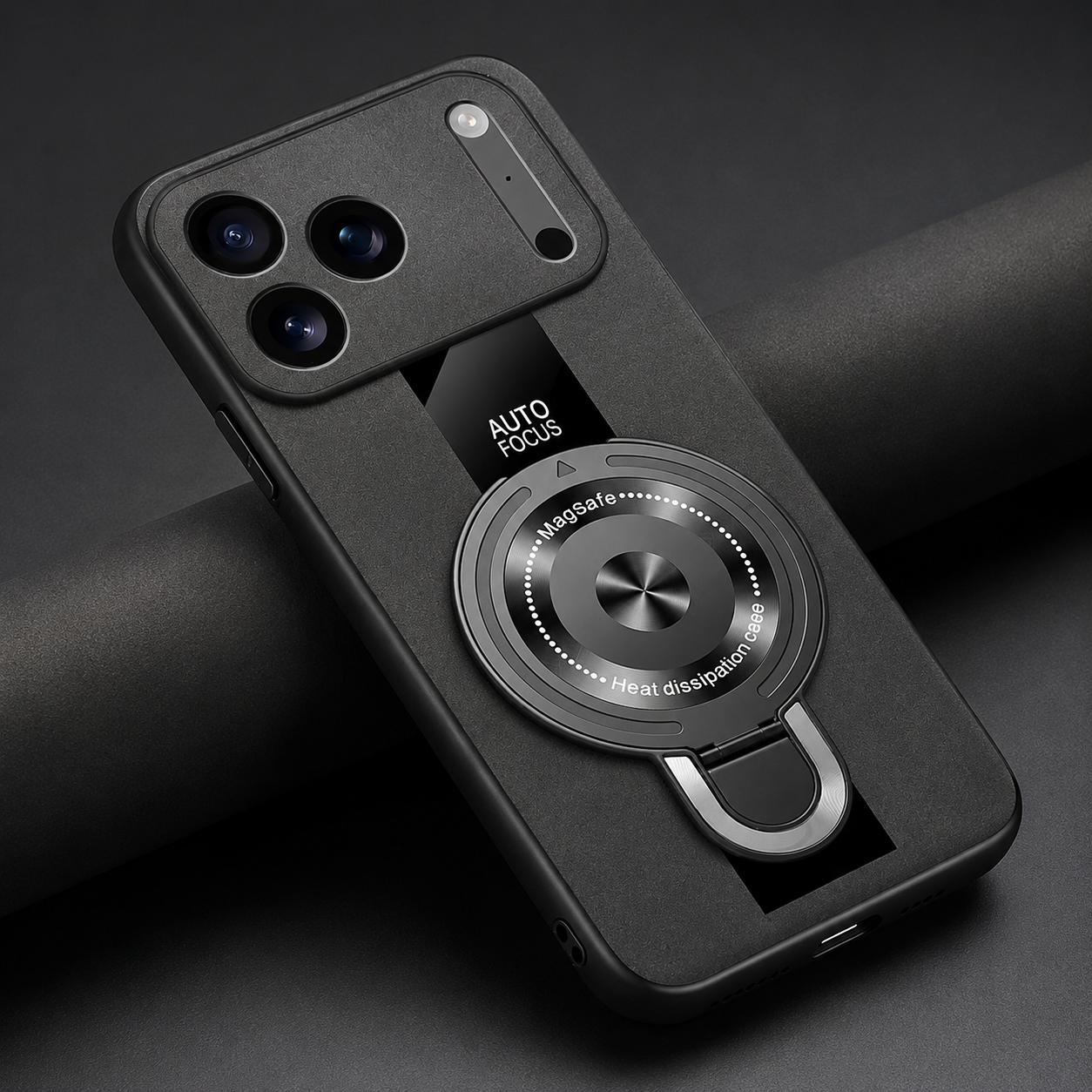 Premium iPhone Case MagSafe Compatible Matte Fiber Shockproof Protective Cover Magnetic Ring Stand Camera Lens Protection Slim Full Coverage