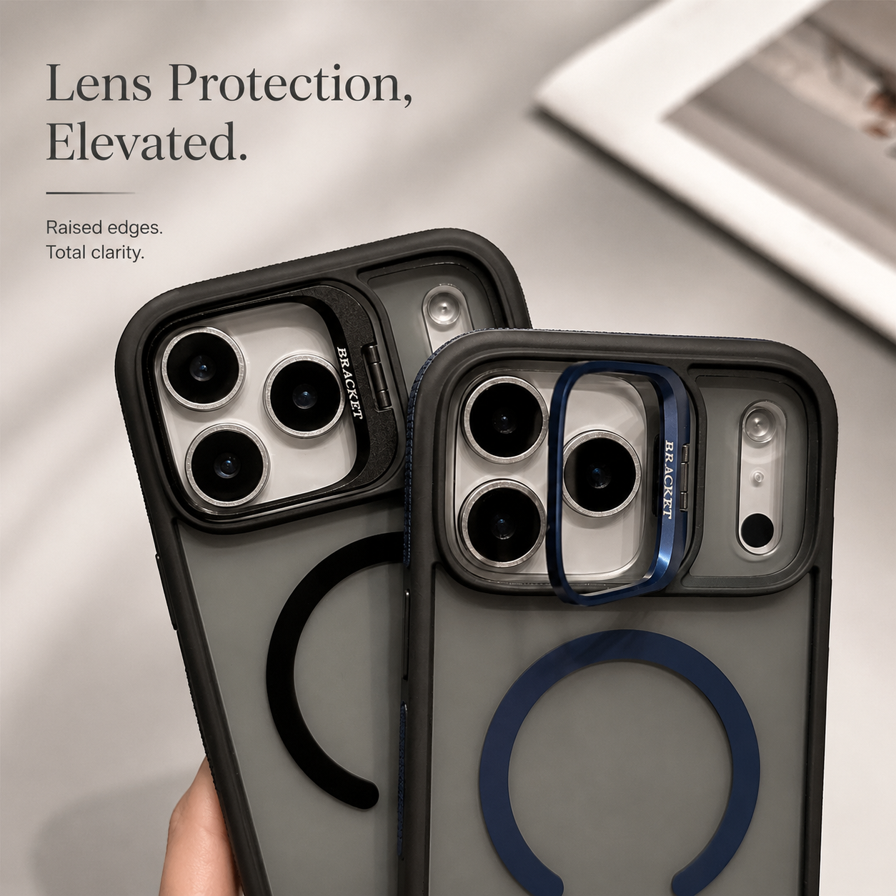 Premium iPhone Case MagSafe Compatible Matte Transparent Cover Metal Kickstand Shockproof Armor Protection Wireless Charging Anti Fingerprint Slim Design