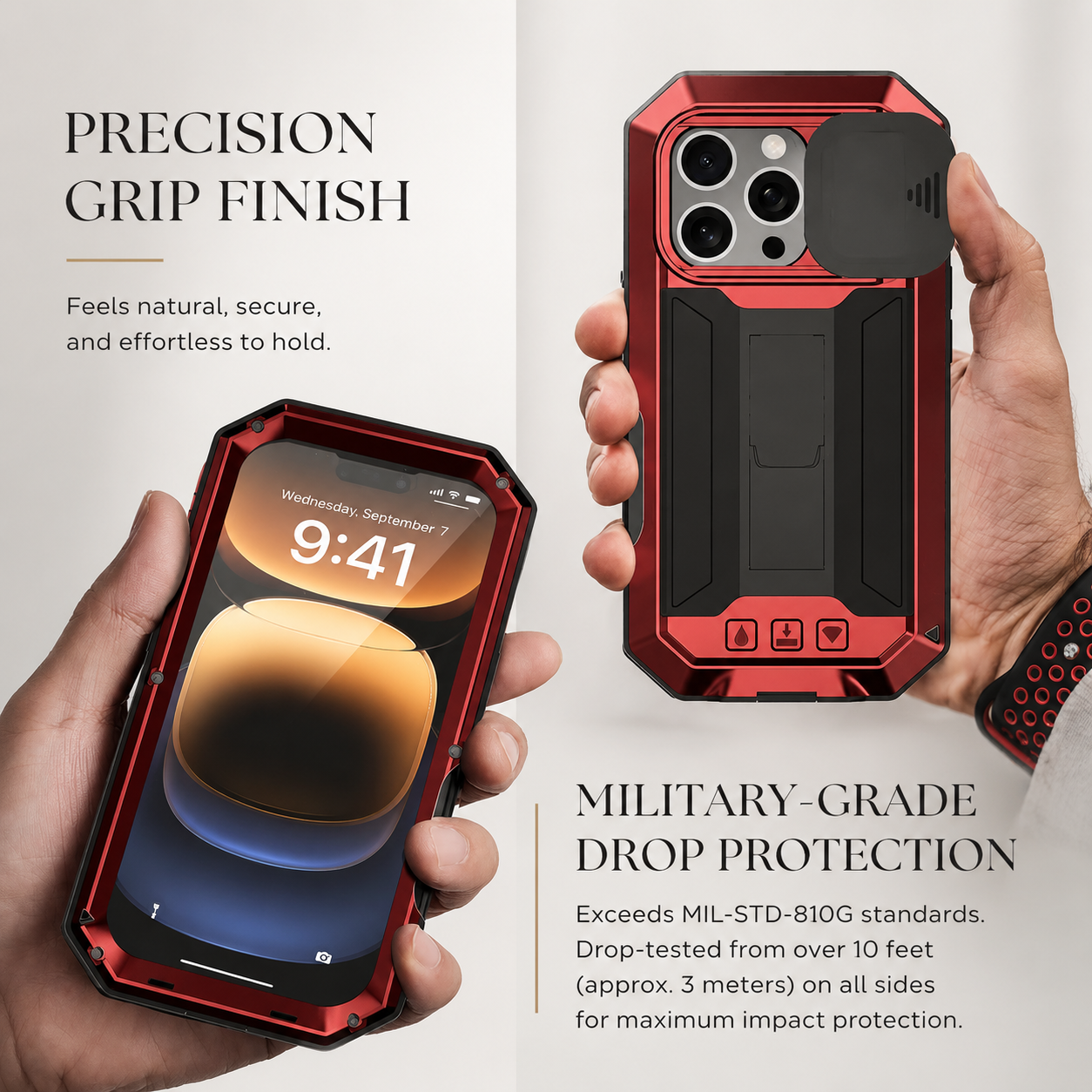 Premium iPhone Case MagSafe Compatible Military Metal Armor Full Body Protective Cover Shockproof Slide Camera Protection Built-In Screen Protector Rugged Design