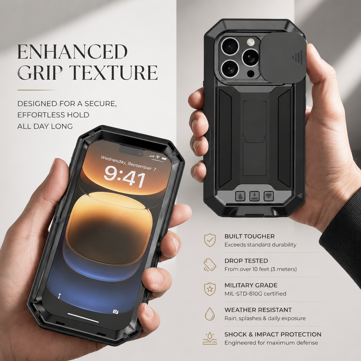 Premium iPhone Case MagSafe Compatible Military Metal Armor Full Body Protective Cover Shockproof Slide Camera Protection Built-In Screen Protector Rugged Design