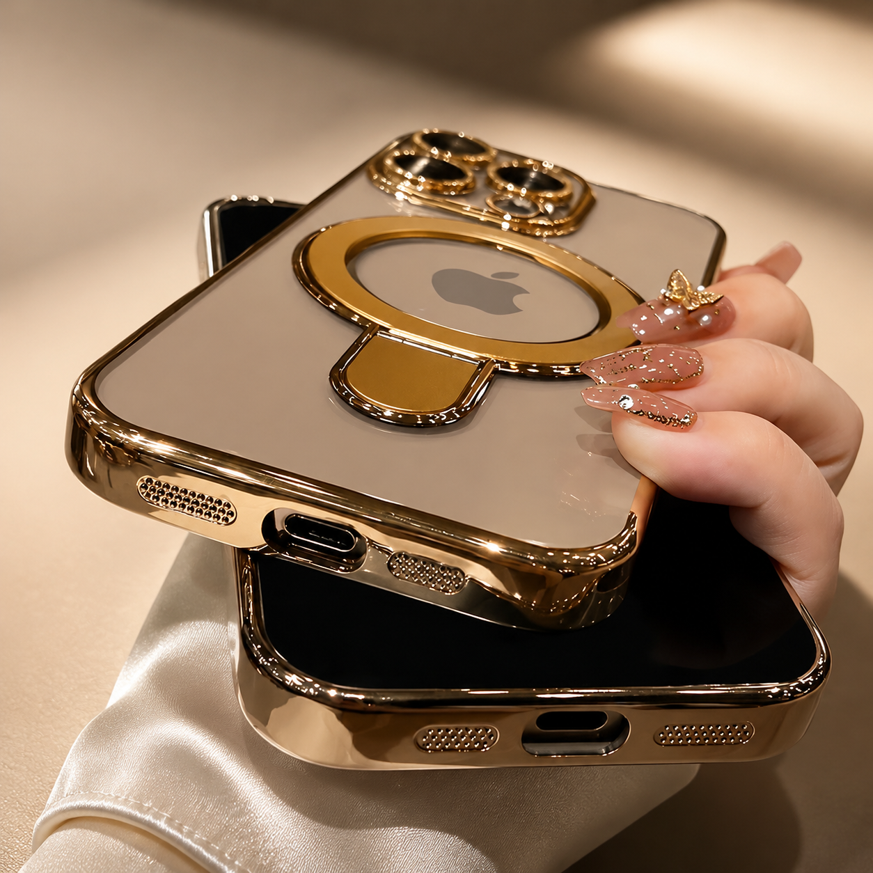 Premium iPhone Case MagSafe Compatible Protective Cover Camera Lens Protection Clear Acrylic Magnetic Stand Shockproof Anti Fingerprint Full Coverage