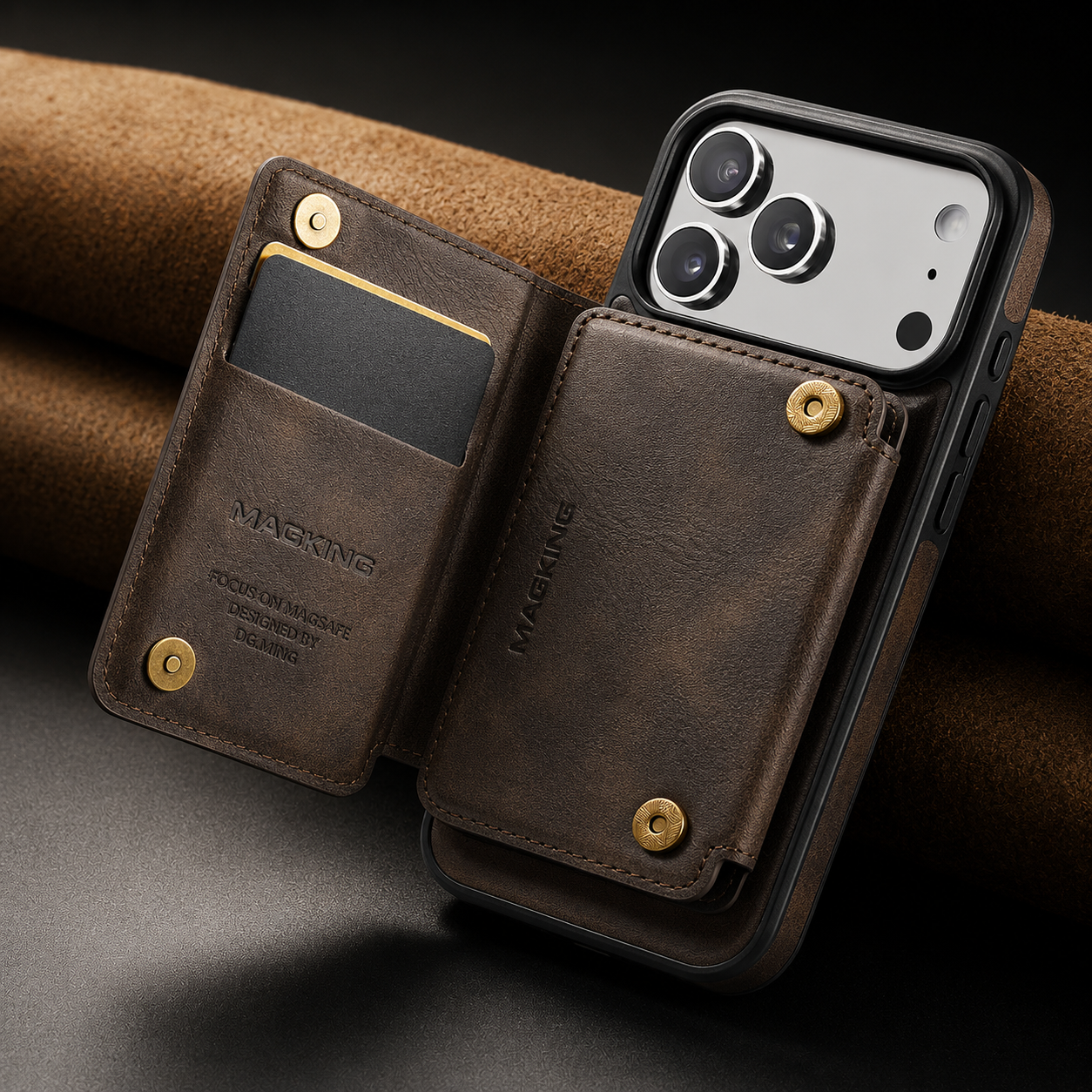 Premium iPhone Case MagSafe Compatible Protective Cover Camera Lens Protection Shockproof Detachable Magnetic PU Leather Wallet Card Holder Anti Scratch Full Coverage