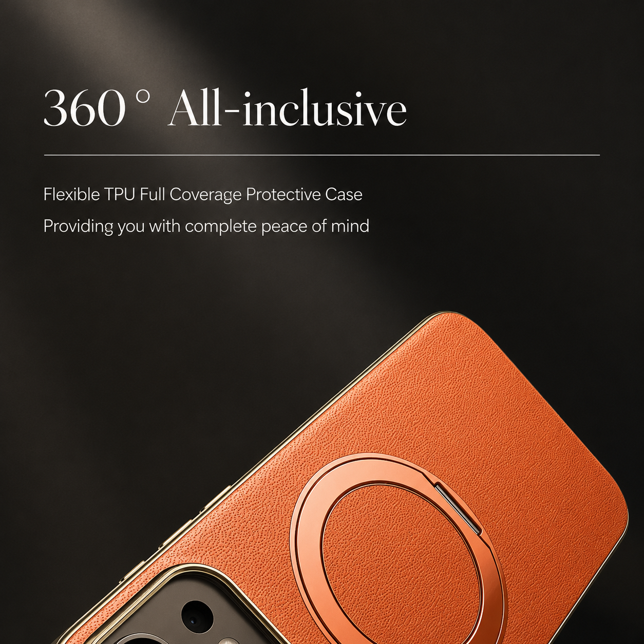 Premium iPhone Case MagSafe Compatible Protective Cover Camera Lens Protection Shockproof Genuine Cowhide Leather Magnetic Ring Holder Anti Scratch Full Coverage
