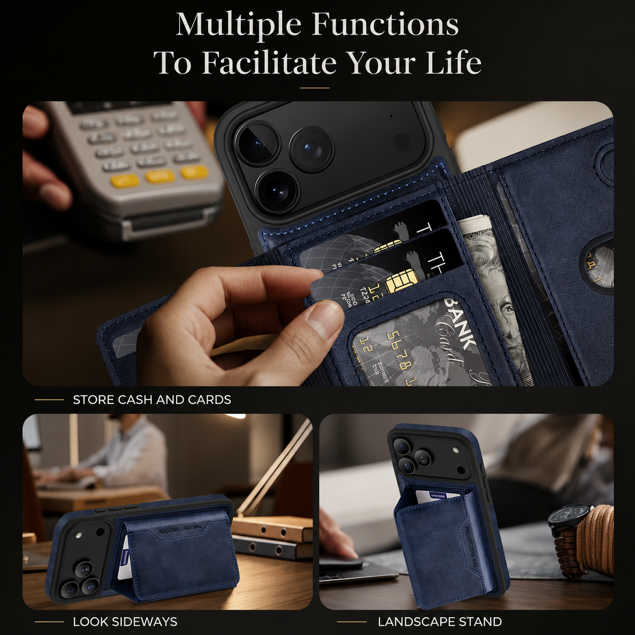 Premium iPhone Case MagSafe Compatible Protective Cover Camera Lens Protection Shockproof PU Leather Wallet Card Holder Magnetic Anti Scratch Full Coverage