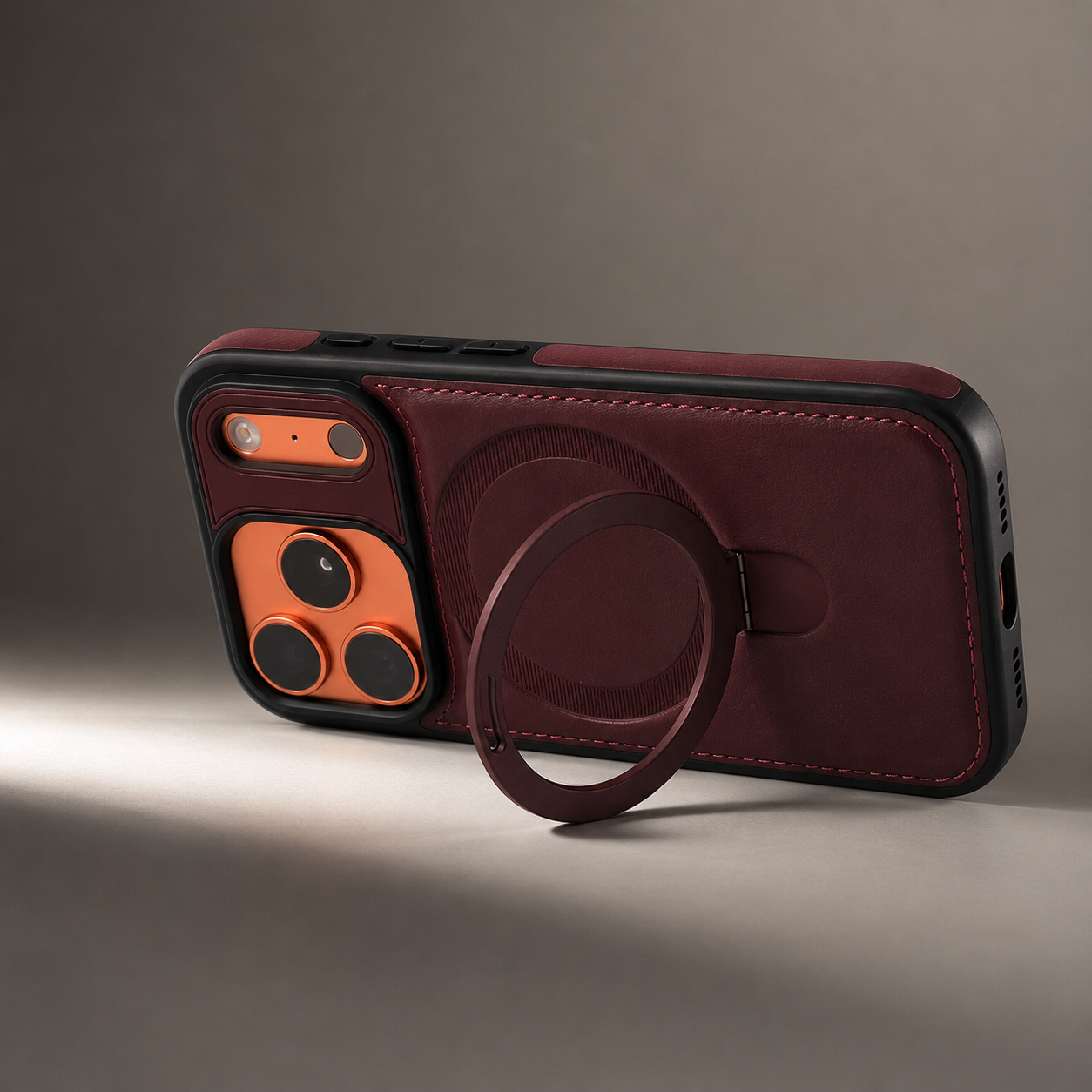 Premium iPhone Case MagSafe Compatible Retro Leather Cover Invisible Bracket Stand Shockproof Anti Scratch Slim Business Design Protective Finish