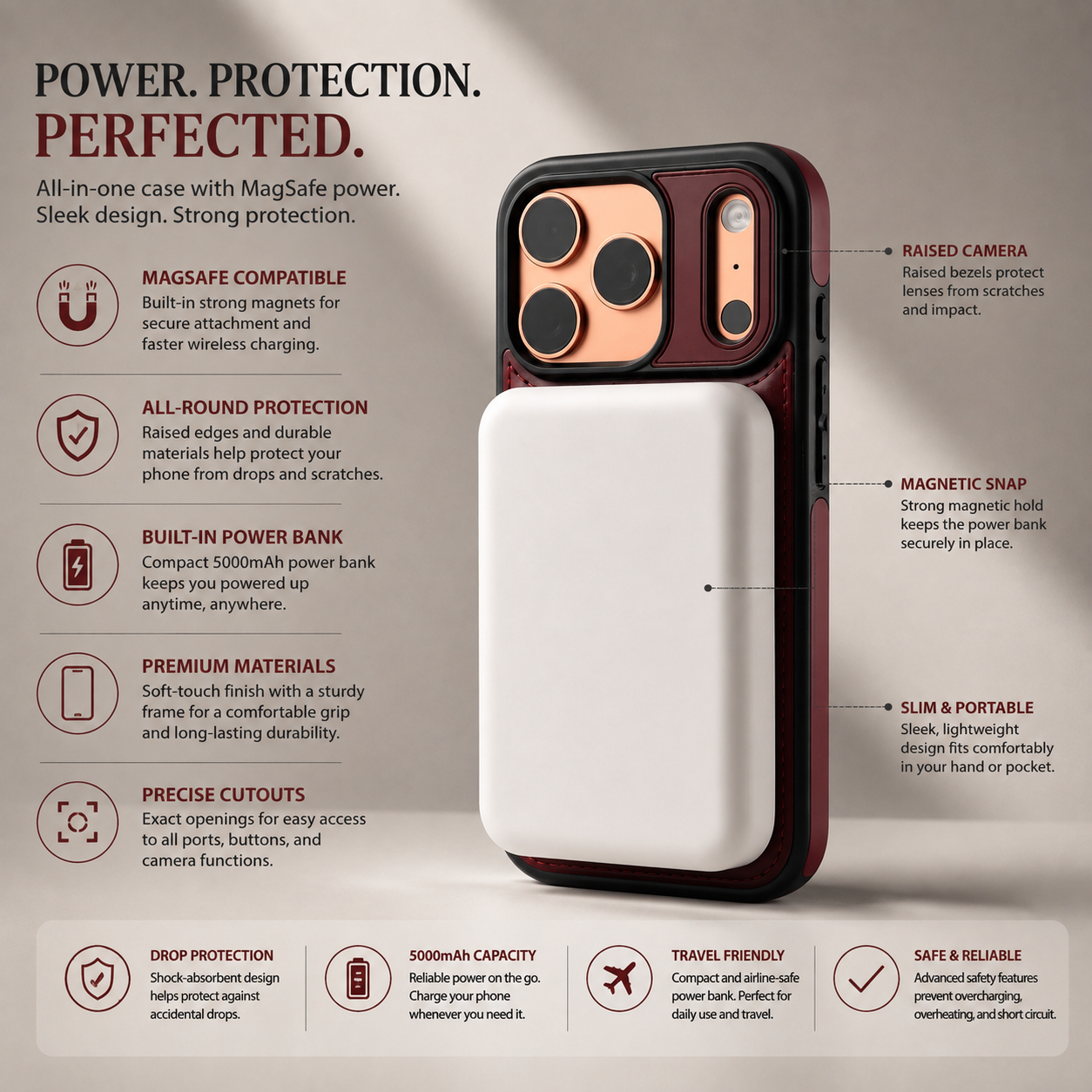 Premium iPhone Case MagSafe Compatible Retro Leather Cover Invisible Bracket Stand Shockproof Anti Scratch Slim Business Design Protective Finish