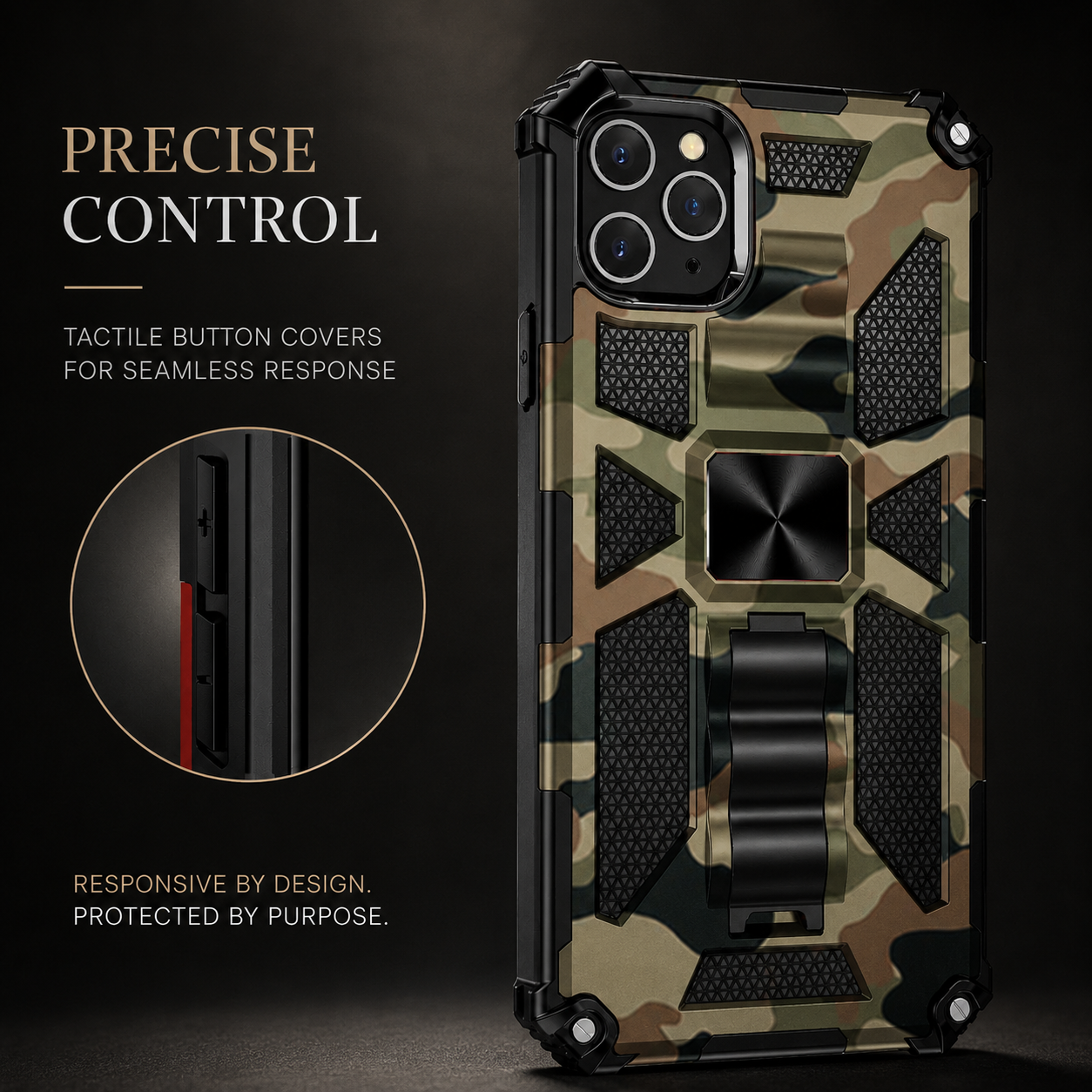 Premium iPhone Case MagSafe Compatible Rugged Armor Camouflage Protective Cover Shockproof Kickstand Heavy Duty Camera Protection Design