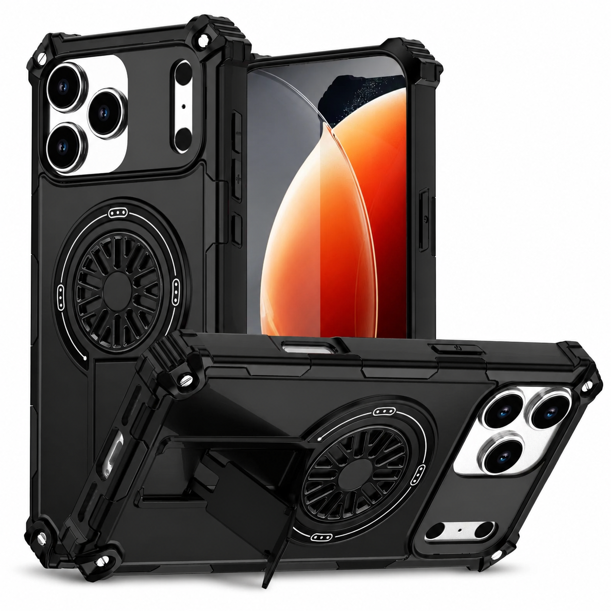 Premium iPhone Case MagSafe Compatible Rugged Armor Cover PC TPU Shockproof Magnetic Bracket Stand Wireless Charging Anti Scratch Matte Non Slip