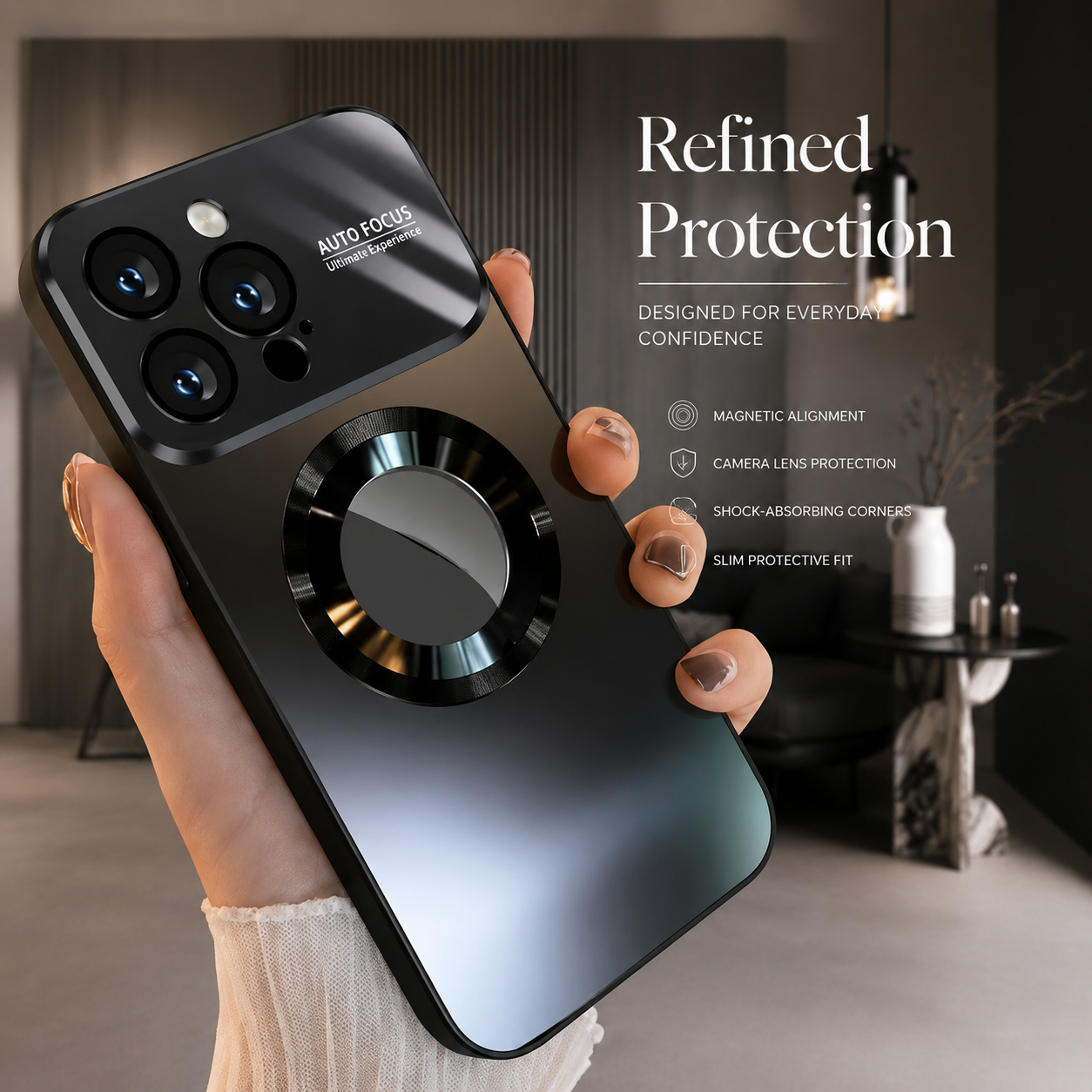 Premium iPhone Case MagSafe Compatible Tempered Glass Back Shockproof Protective Cover Camera Lens Protection Magnetic Wireless Charging Slim Full Coverage