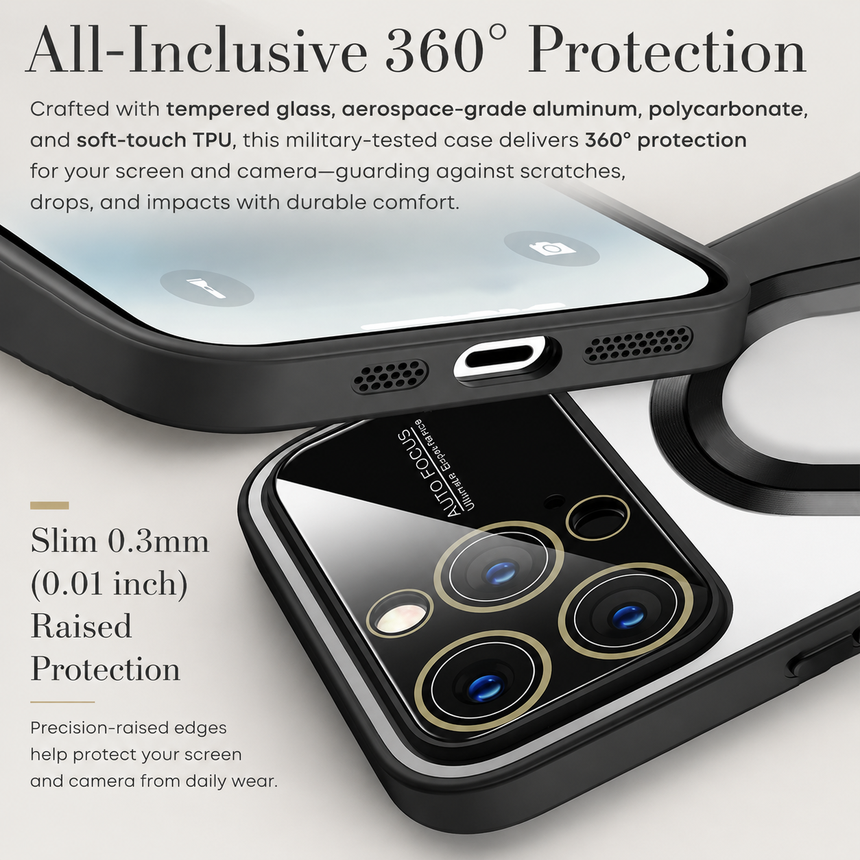 Premium iPhone Case MagSafe Compatible Tempered Glass Back Shockproof Protective Cover Camera Lens Protection Magnetic Wireless Charging Slim Full Coverage