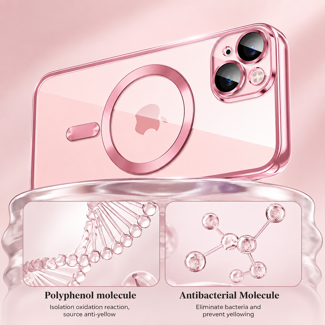 Premium iPhone Case MagSafe Compatible Transparent TPU Cover Magnetic Lens Protection Shockproof Anti Fingerprint Anti Scratch Half Wrapped Slim Design