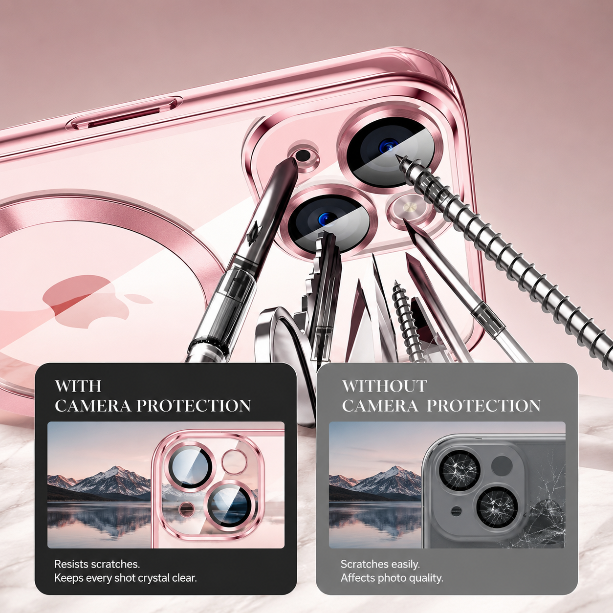 Premium iPhone Case MagSafe Compatible Transparent TPU Cover Magnetic Lens Protection Shockproof Anti Fingerprint Anti Scratch Half Wrapped Slim Design