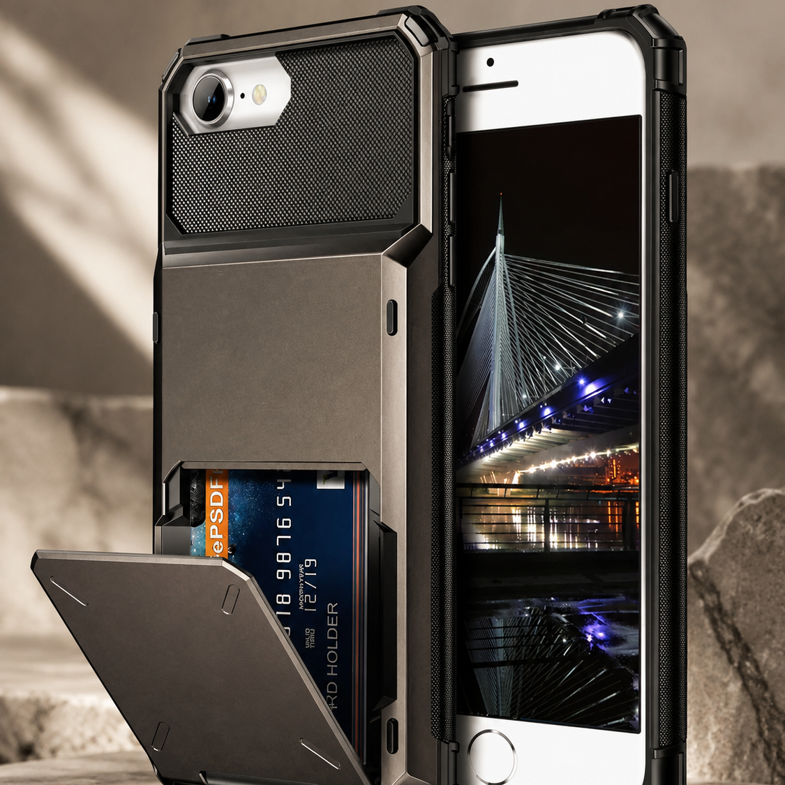 Premium iPhone Case MagSafe Compatible Wallet Armor Cover Card Holder Magnetic Ring Kickstand TPU Bumper Shockproof Scratch Resistant Full Coverage