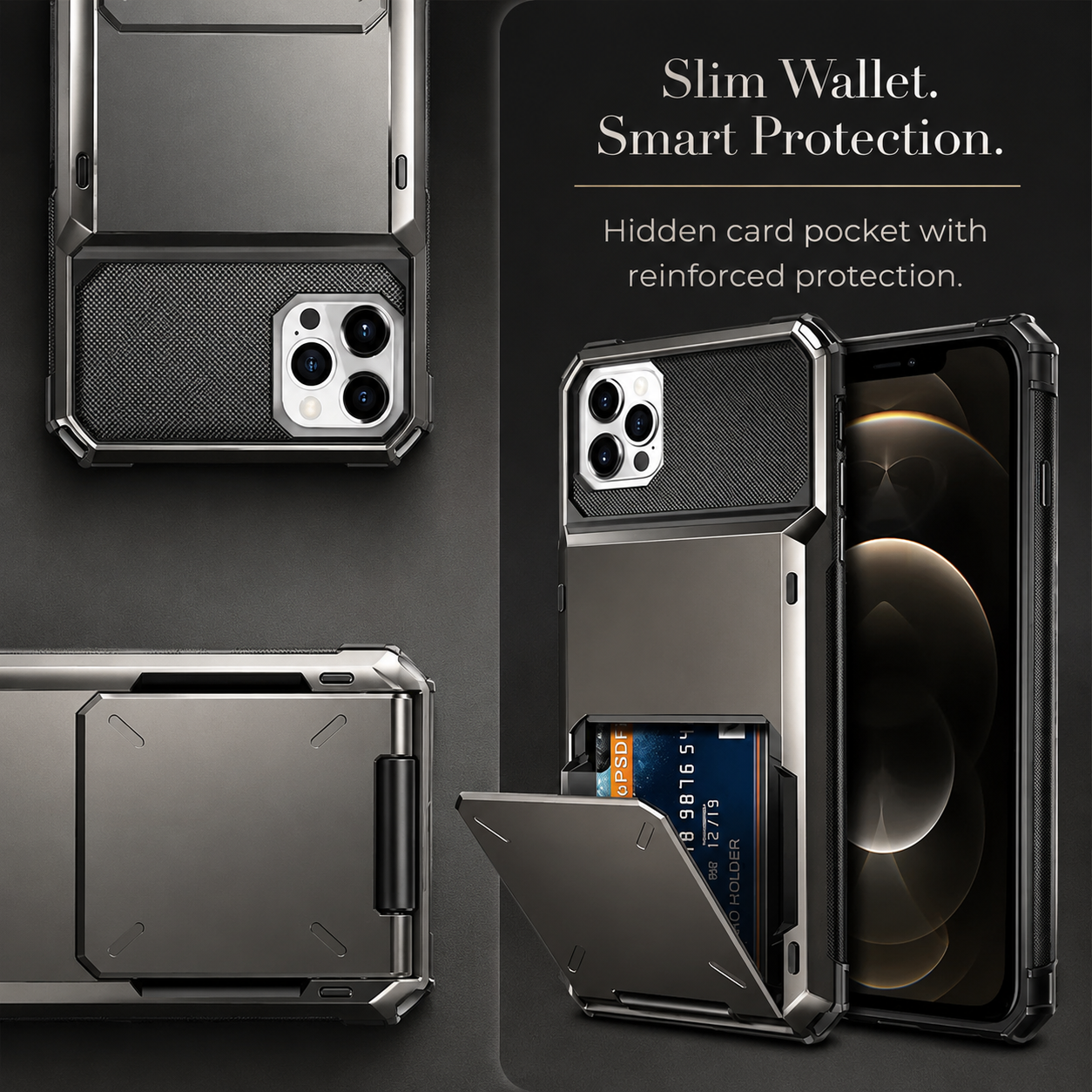 Premium iPhone Case MagSafe Compatible Wallet Cover Card Holder Magnetic Shockproof Protective Case Ultra Thin Camera Protection 4 Card Slot Full Coverage