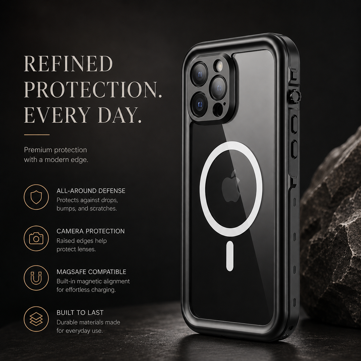 Premium iPhone Case MagSafe Compatible Waterproof IP68 Full Body Protective Cover Shockproof Transparent Sealed Dustproof Camera Screen Protection