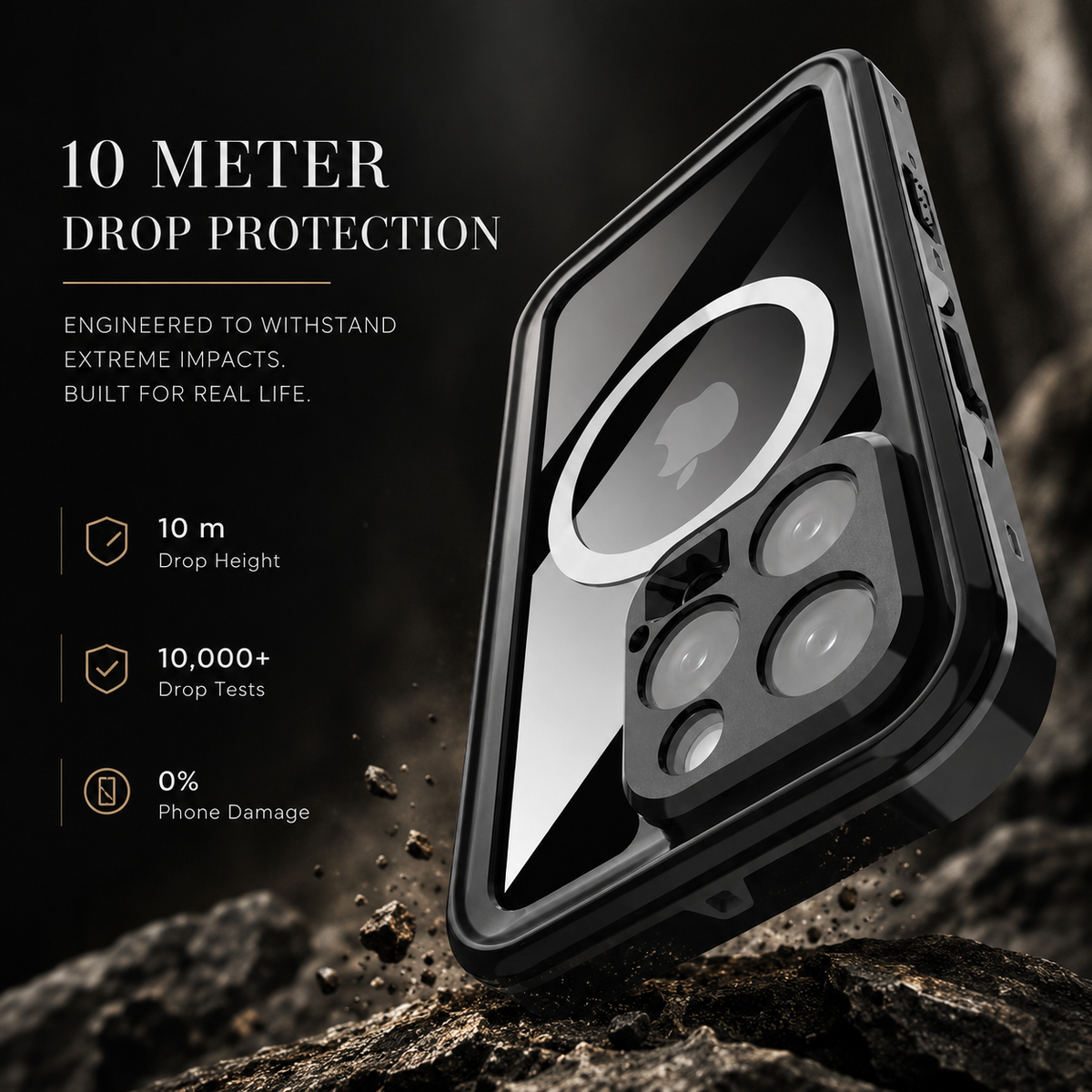 Premium iPhone Case MagSafe Compatible Waterproof IP68 Protective Cover 360 Full Body Shockproof Rugged Anti Scratch Dustproof Camera Protection Design