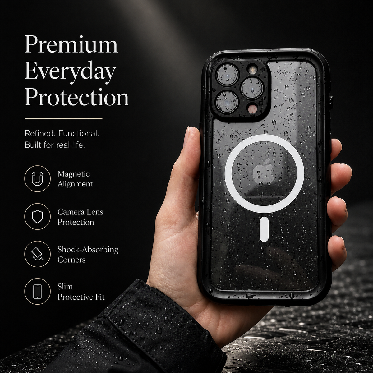 Premium iPhone Case MagSafe Compatible Waterproof IP68 Protective Cover 360 Full Body Shockproof Rugged Anti Scratch Dustproof Camera Protection Design
