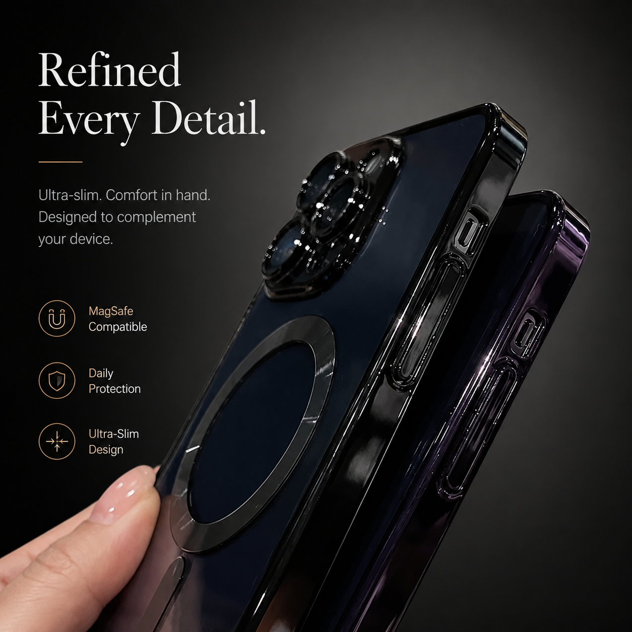 Premium iPhone Case MagSafe Plating Magnetic Wireless Charging Lens Protection Shockproof Slim Durable Protective Cover Luxury Design