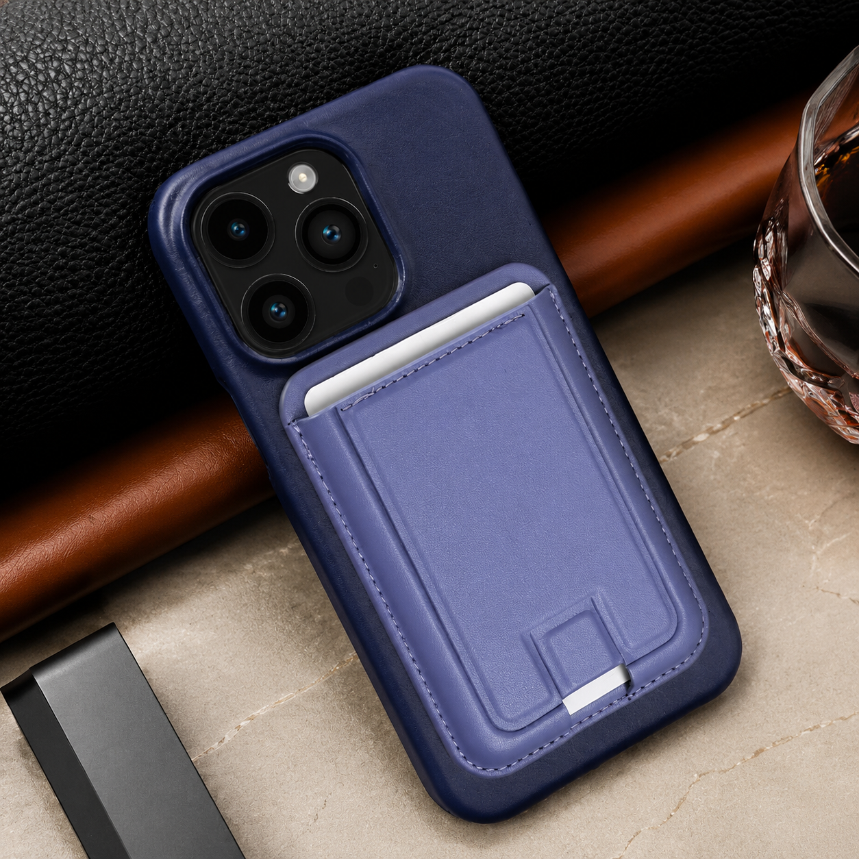 Premium iPhone Case MagSafe Wallet Genuine Leather Cover Card Holder Magnetic Closure Shockproof Protective Case Wireless Charging Compatible Full Coverage Design