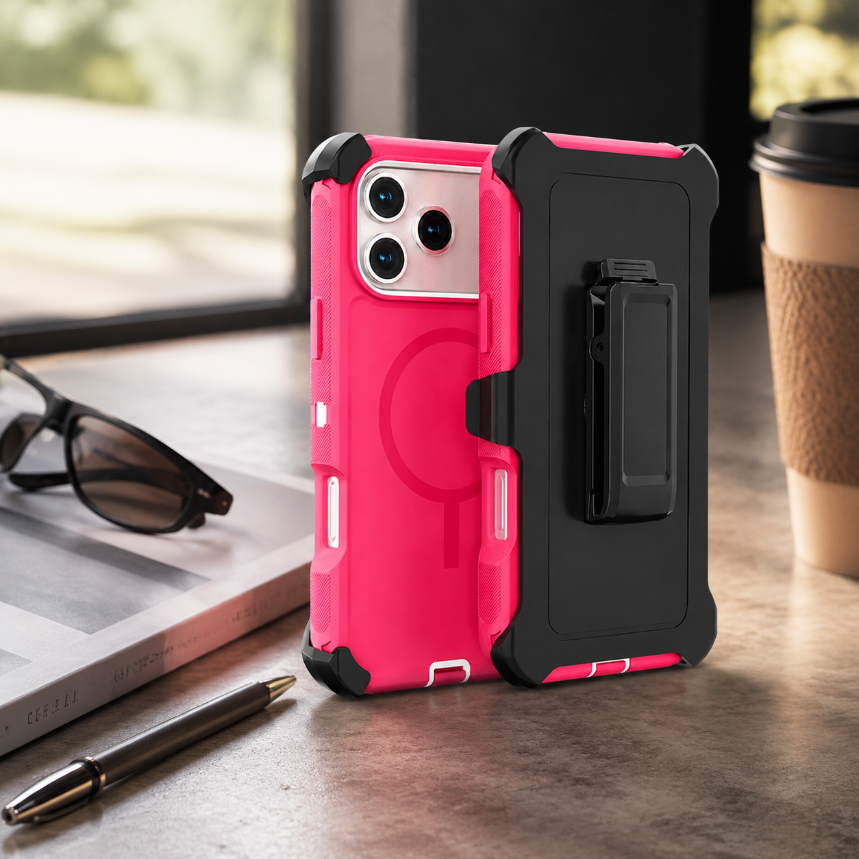 Premium iPhone Case Magnetic Defender Protective Cover Heavy Duty Shockproof TPU PC Armor Belt Clip Holder Wireless Charging Full Coverage