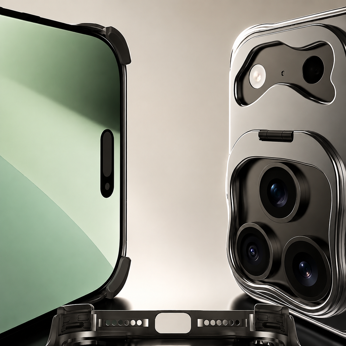 Premium iPhone Case Magnetic Hollow Metal Cover with Heat Dissipation Stand Bracket Shockproof Scratch Resistant Open Frame Lightweight Protective Design