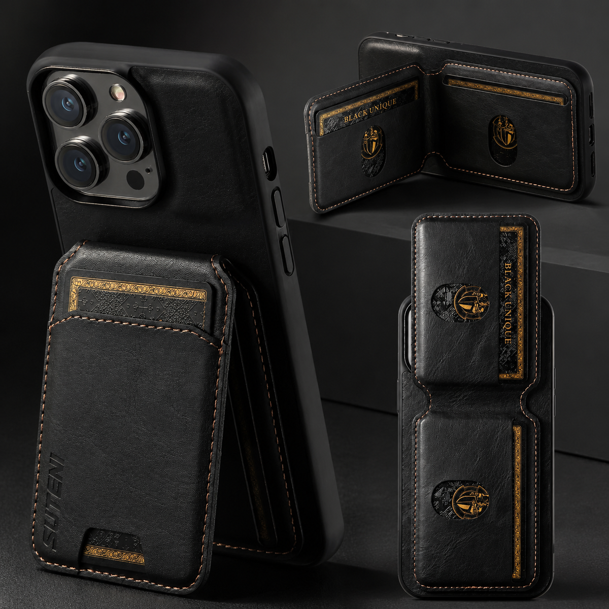 Premium iPhone Case Magnetic Leather Wallet Card Holder Protective Cover Camera Lens Protection Anti Scratch Non Slip Full Coverage