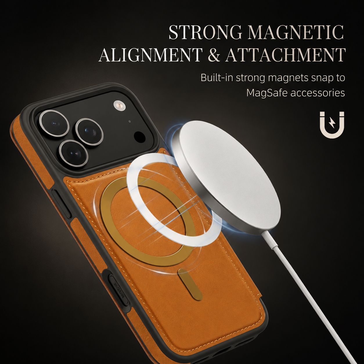 Premium iPhone Case Magnetic Leather Wallet Flip Cover Card Holder Camera Lens Protection Wireless Charging Compatible Anti Scratch Full Coverage