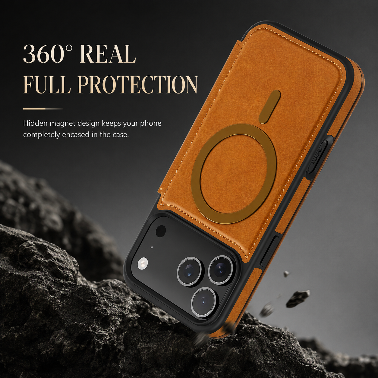 Premium iPhone Case Magnetic Leather Wallet Flip Cover Card Holder Camera Lens Protection Wireless Charging Compatible Anti Scratch Full Coverage