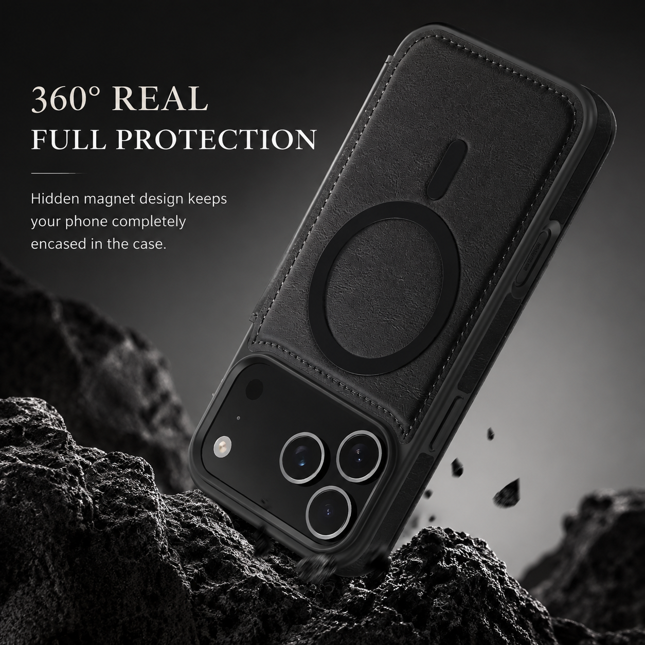Premium iPhone Case Magnetic Leather Wallet Flip Cover Card Holder Camera Lens Protection Wireless Charging Compatible Anti Scratch Full Coverage