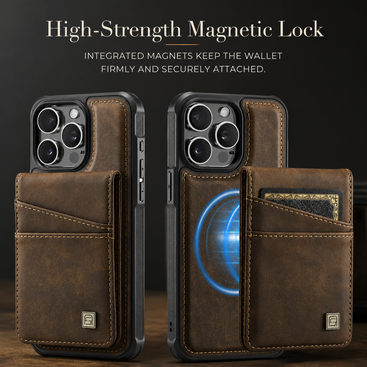 Premium iPhone Case Magnetic Wallet Cover PU Leather Detachable Flip Case Card Holder Wrist Strap Shockproof Protective Cover Slim Design