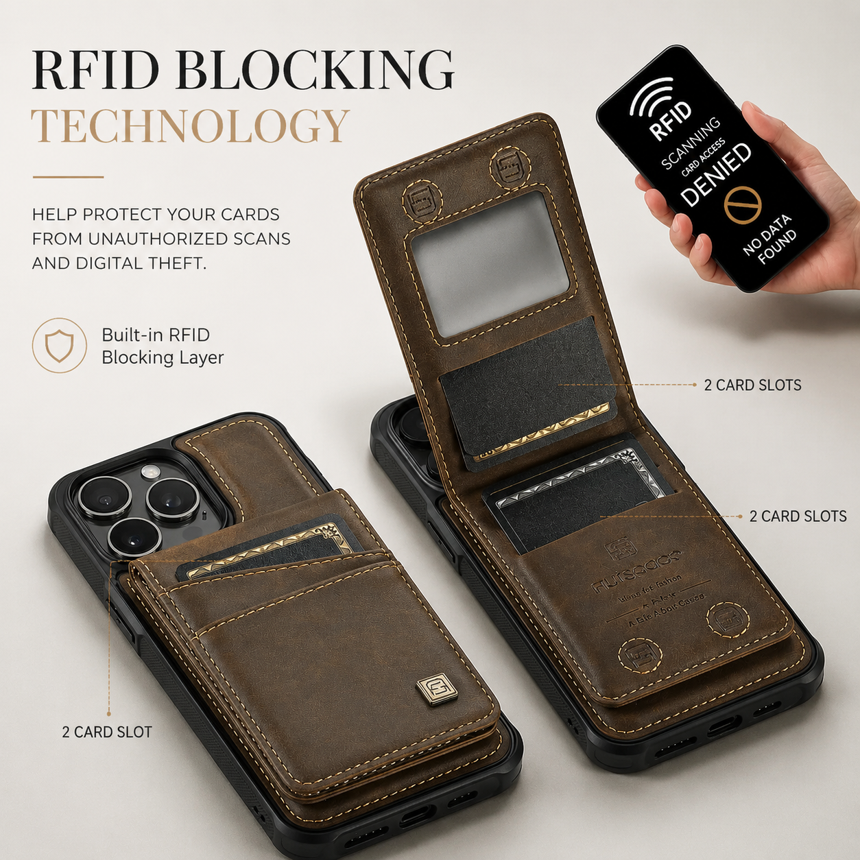 Premium iPhone Case Magnetic Wallet Cover PU Leather Detachable Flip Case Card Holder Wrist Strap Shockproof Protective Cover Slim Design