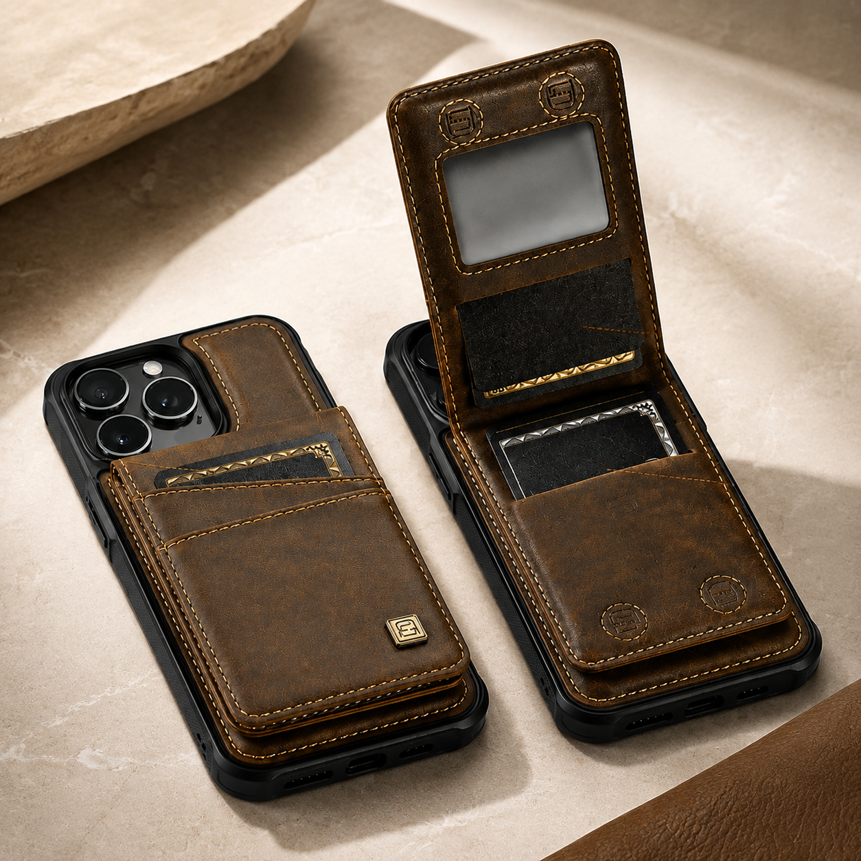 Premium iPhone Case Magnetic Wallet Cover PU Leather Detachable Flip Case Card Holder Wrist Strap Shockproof Protective Cover Slim Design