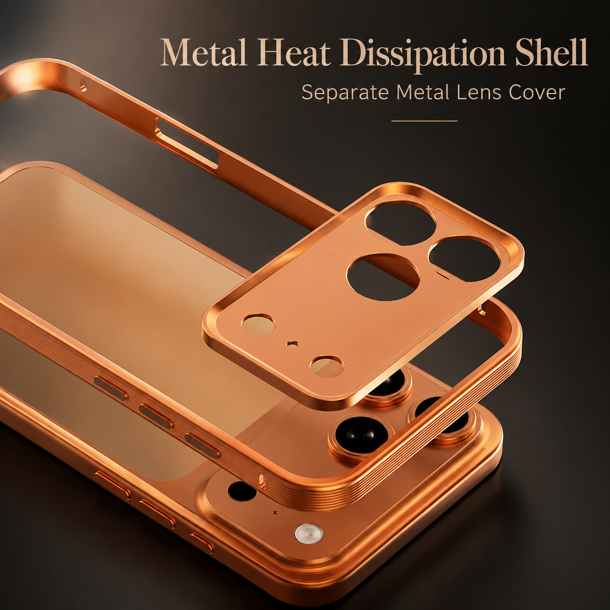 Premium iPhone Case Metal Frame MagSafe Compatible Protective Cover Heat Dissipation Design Anti Slip Grip Shockproof Camera Lens Protector Slim
