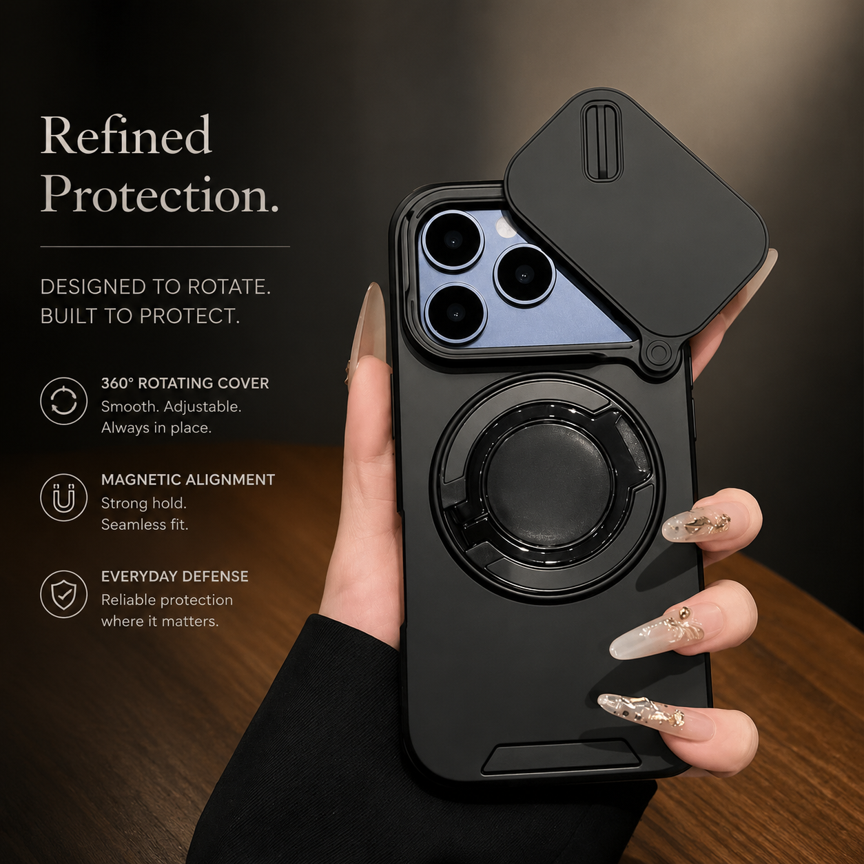Premium iPhone Case Military Armor Protective Cover Magnetic Ring Stand Dual Layer Shockproof Camera Lens Protection Full Coverage
