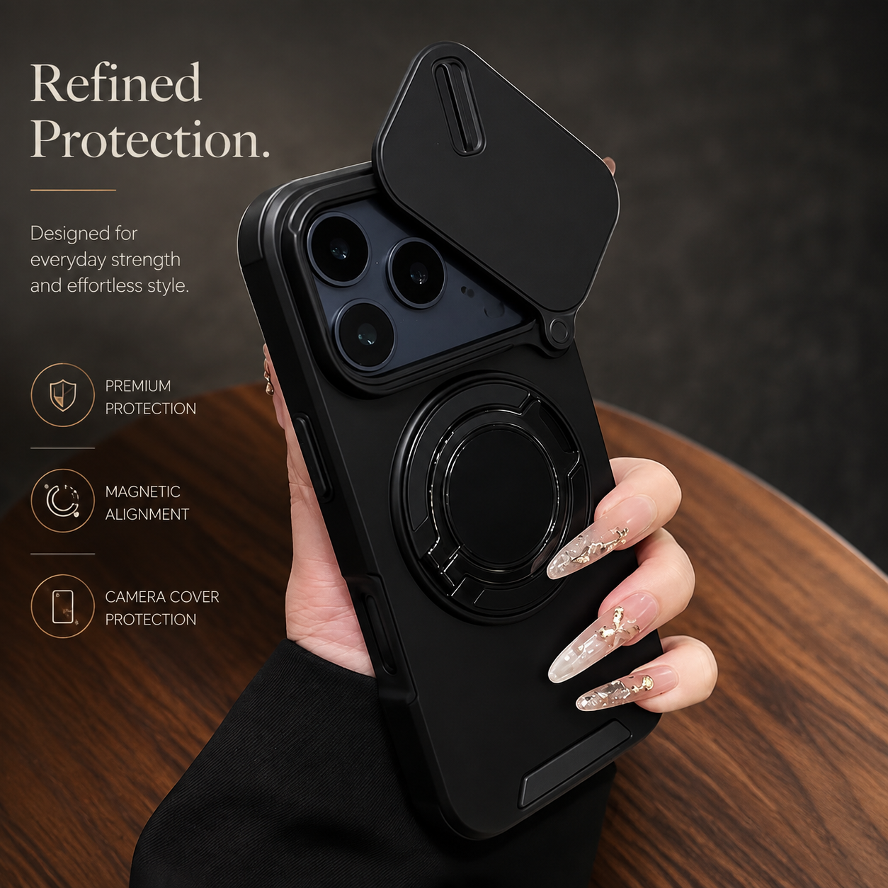Premium iPhone Case Military Armor Protective Cover Magnetic Ring Stand Dual Layer Shockproof Camera Lens Protection Full Coverage