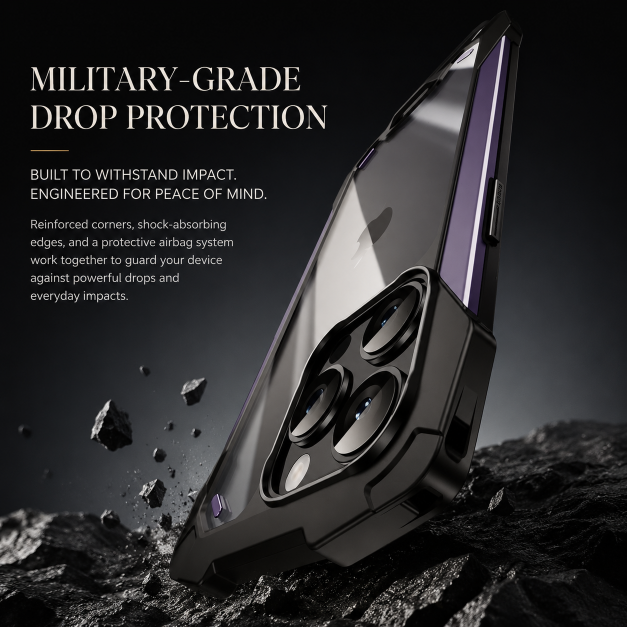 Premium iPhone Case Military Armor Shockproof Rugged Cover Dual Layer PC TPU Protective Case Anti Drop Full Body Protection Slim Design