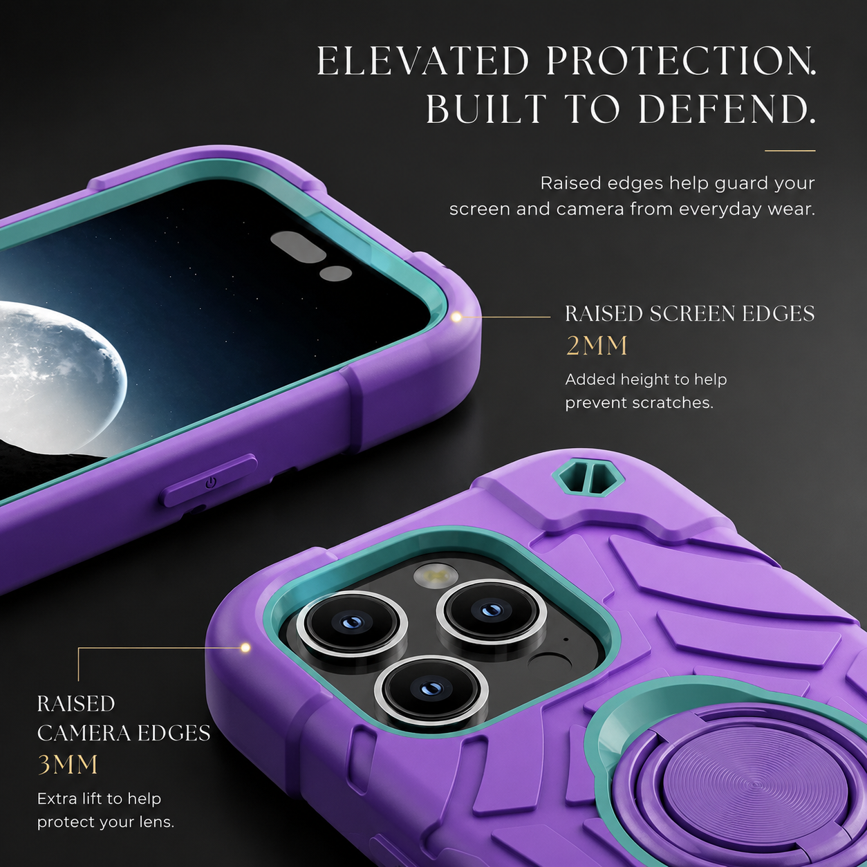 Premium iPhone Case Military Armor Shockproof Rugged Cover Kickstand Ring Holder Dual Layer Protective Case PC TPU Full Coverage Design