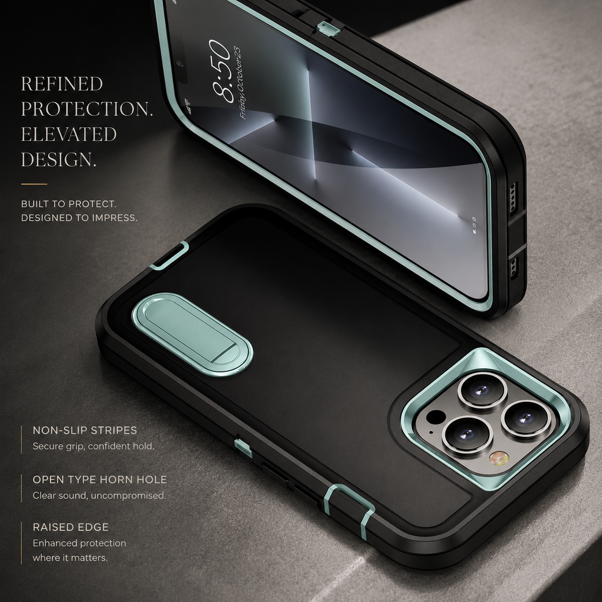 Premium iPhone Case Military Grade Defender Cover Kickstand Shockproof Hybrid Armor Protective Case Full Body Rugged Design