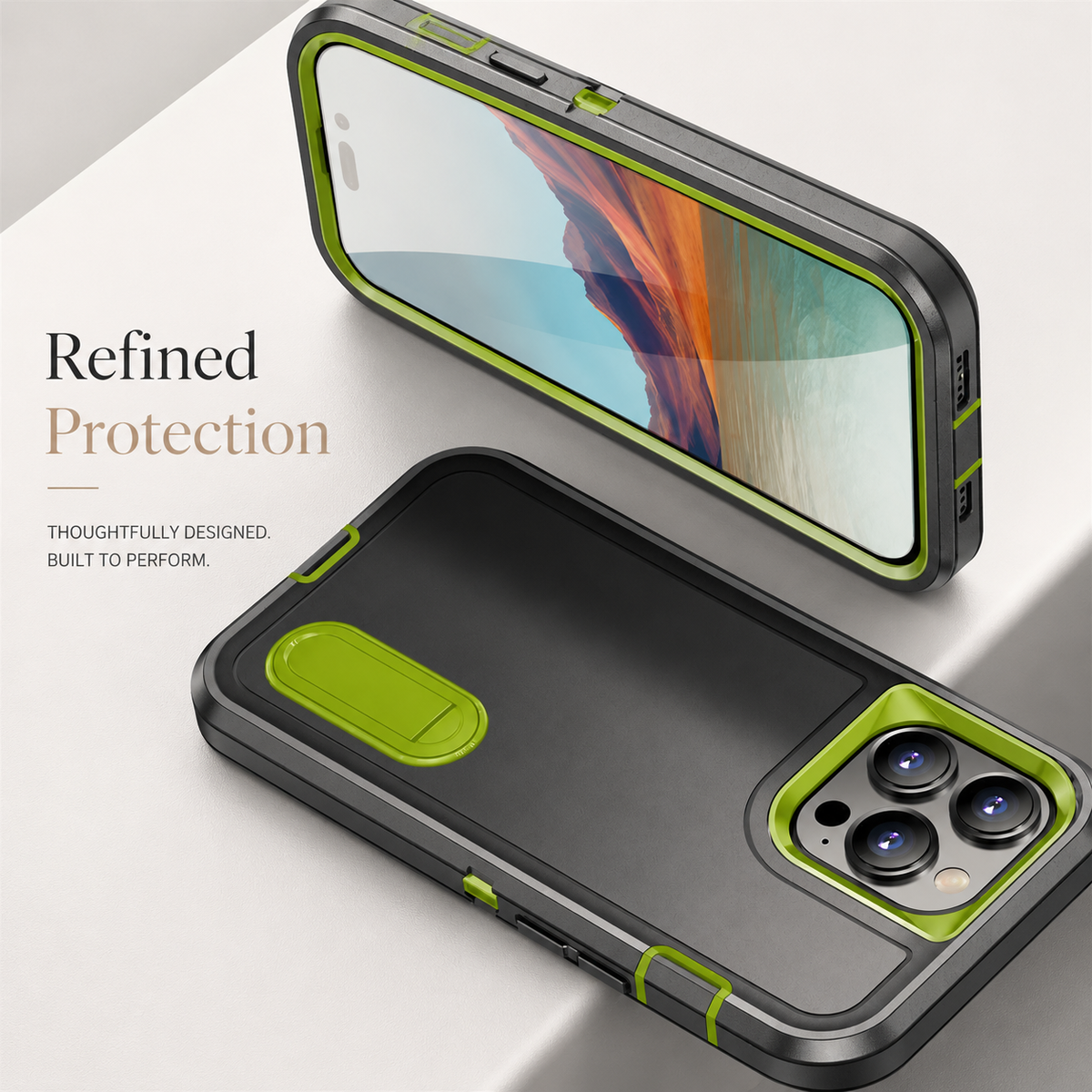 Premium iPhone Case Military Grade Defender Cover Kickstand Shockproof Hybrid Armor Protective Case Full Body Rugged Design