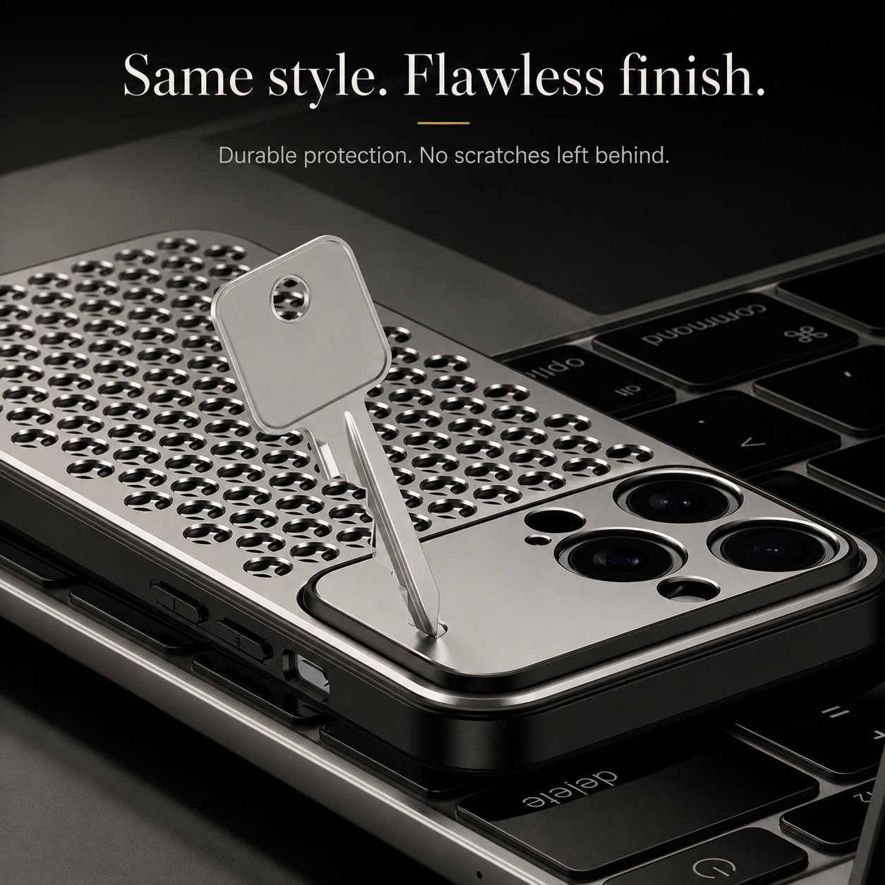 Premium iPhone Case Protective Cover Camera Lens Protection Aluminum Alloy Metal Frame Anti Scratch Anti Fingerprint Breathable Back Slim Full Coverage