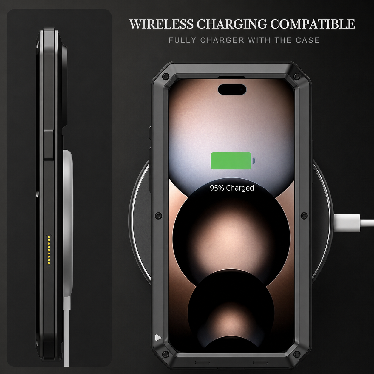 Premium iPhone Case Protective Cover Camera Lens Protection Shockproof Heavy Duty Metal Frame Built In Glass Screen Protector TPU PC Armor Full Coverage