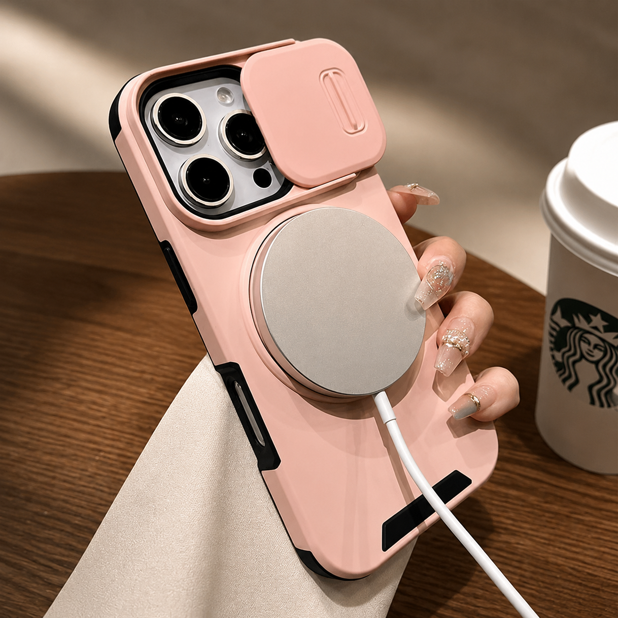 Premium iPhone Case Protective Cover Camera Lens Protection Shockproof Rugged Armor Magnetic Bracket Stand Anti Fingerprint Anti Scratch Full Coverage