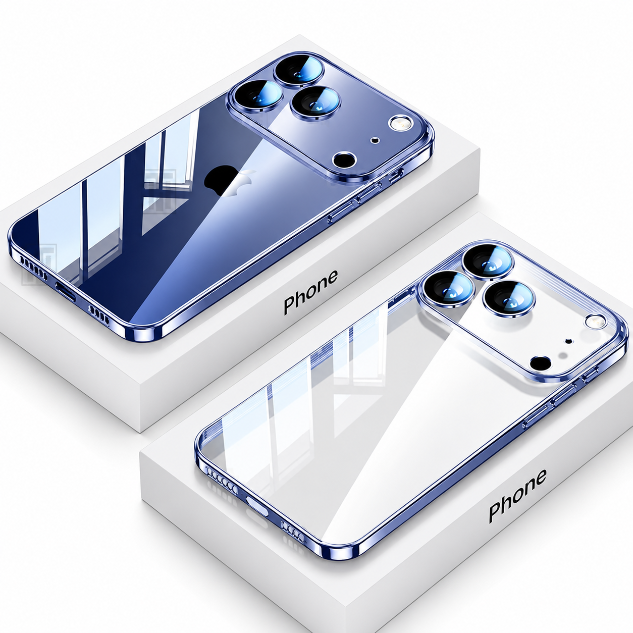 Premium iPhone Case Protective Cover Camera Lens Protection Shockproof Ultra Thin Transparent TPU Plating Anti Fingerprint Anti Scratch Full Coverage