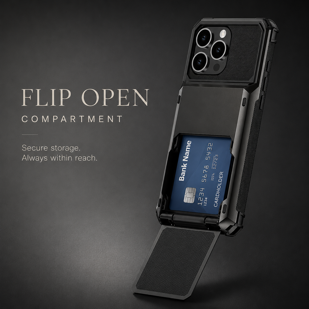 Premium iPhone Case Protective Cover Camera Lens Protection Shockproof Wallet Cover Hidden Card Holder Dual Layer Armor Anti Scratch Full Coverage