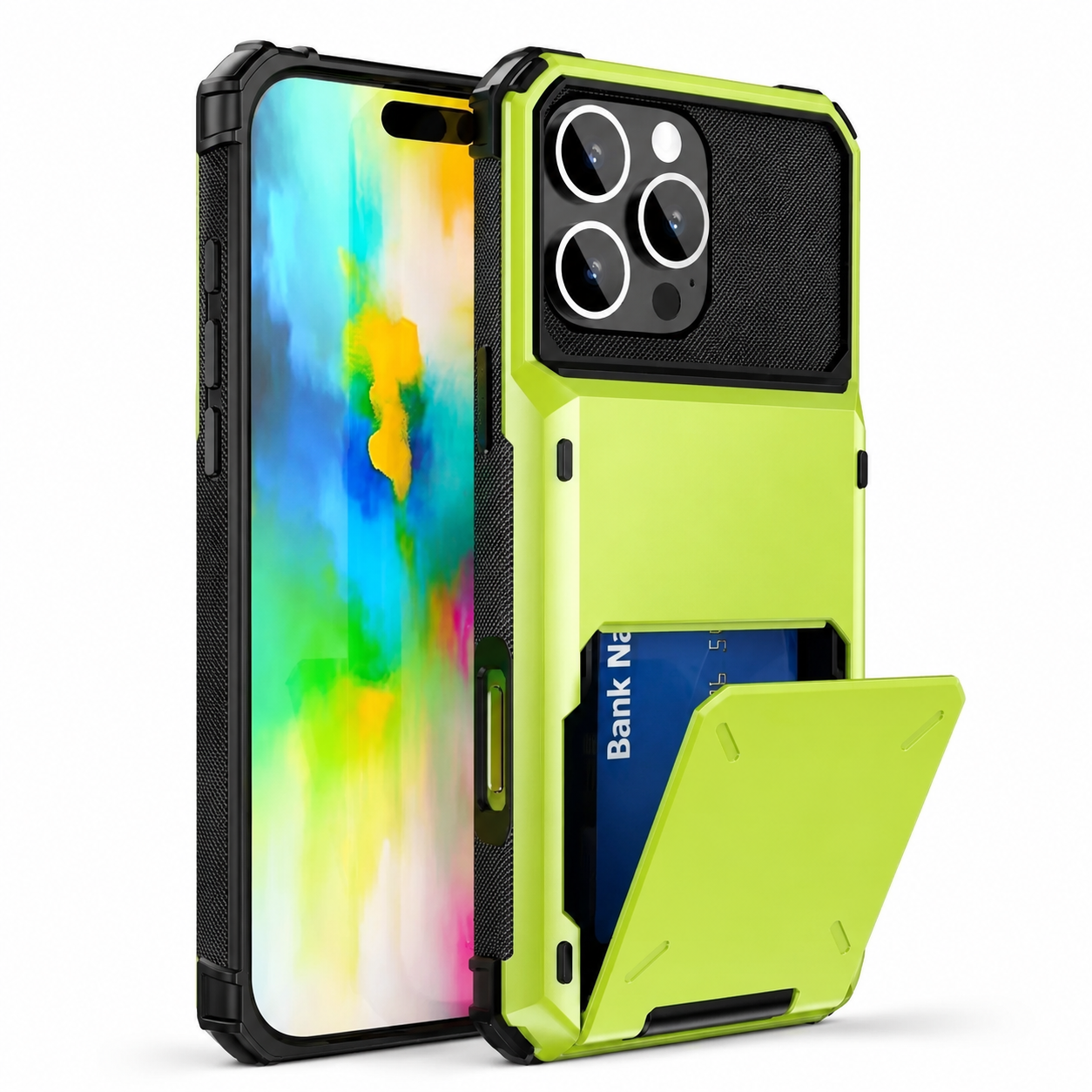 Premium iPhone Case Protective Cover Camera Lens Protection Shockproof Wallet Cover Hidden Card Holder Dual Layer Armor Anti Scratch Full Coverage