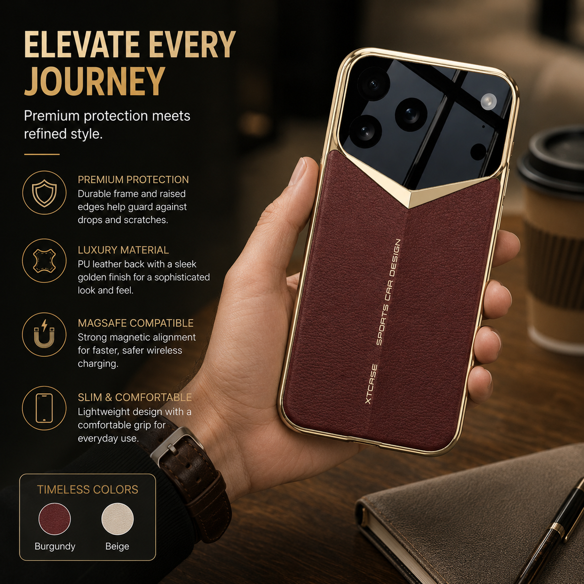 Premium iPhone Case Protective Cover Camera Lens Protection Ultra Thin Leather Shockproof Anti Fingerprint Anti Scratch Lightweight Full Coverage