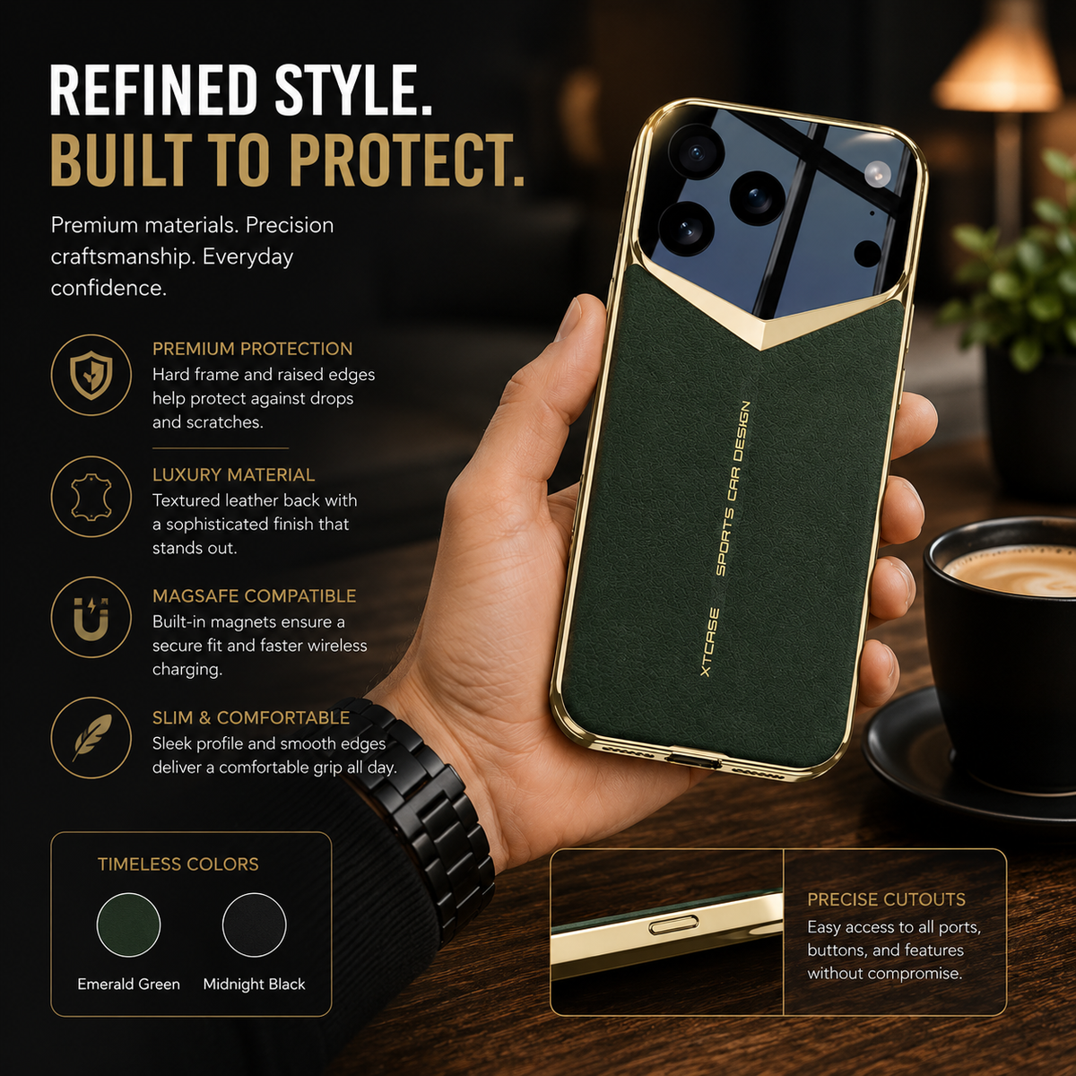 Premium iPhone Case Protective Cover Camera Lens Protection Ultra Thin Leather Shockproof Anti Fingerprint Anti Scratch Lightweight Full Coverage
